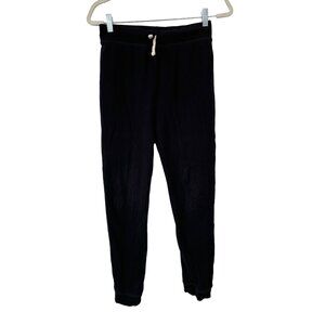 Lands End Pull-On Sweatpants Boys L Black Fleece Lined Drawstring Waist Jogger